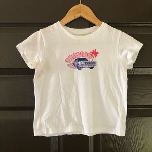 Kids White Malibu Graphic Tee with Pink & Navy Accents
